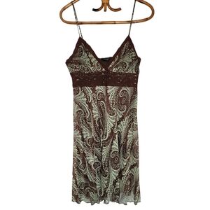 Vintage 90s brown and green boho crochet dress